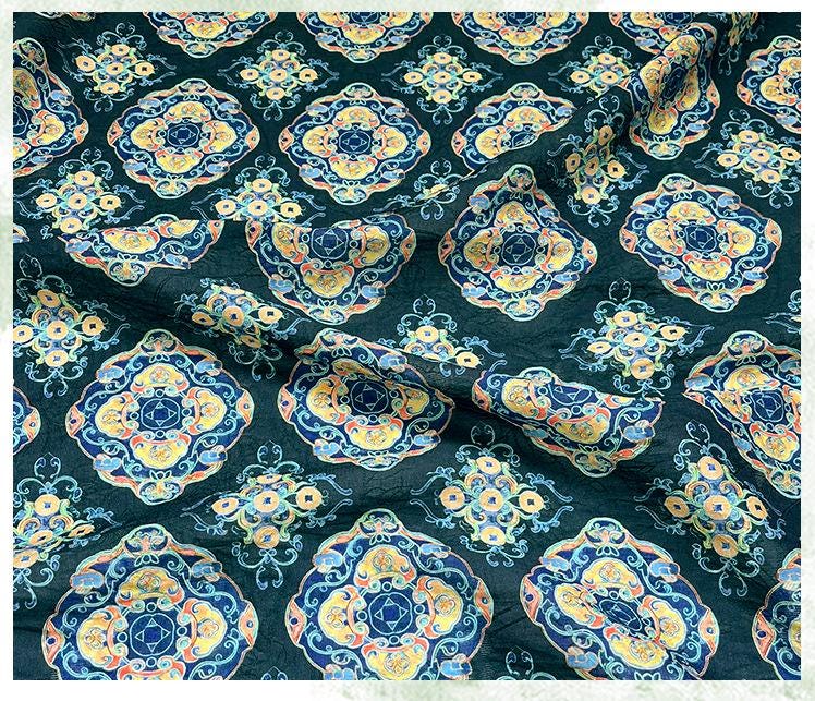Dunhuang Buddha Tencel Fabric: Asian Style Upholstery, Scarf & Curtain