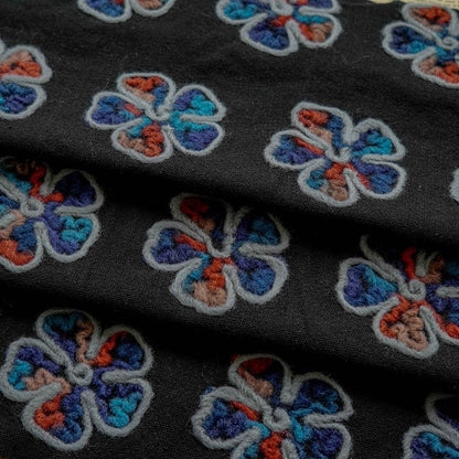 Plush Flower Knit Fabric: Contrasting Color Polyester Upholstery, 55"W