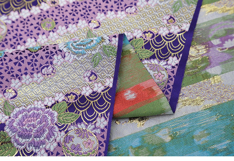 Tissu brocart de soie à motif de fleurs de cerisier : tissu de kimono japonais Kinran (largeur 29,5")