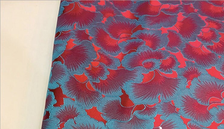 Ginkgo Biloba Silk Brocade Fabric: Cheongsam Cushion Upholstery, 29.5"W