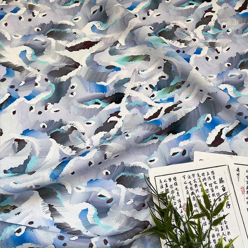 Digital Print Fabric ��� Cloud Wave Shimmer Cotton Blend, Quilting, Dressmaking, Craft Fabr"Wide