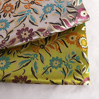 Tissu brocart tournesol : rayonne brodée bohème, 75 cm de large