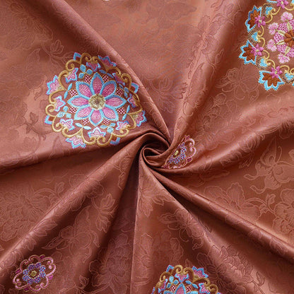 Embroidered Lotus Silk Brocade Fabric: Tibetan Robe, Cheongsam Sewing Material