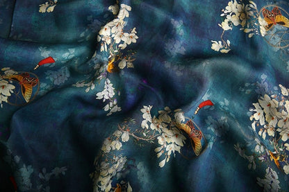 Jade Green Floral Ramie Fabric: Natural Fiber, Upholstery & Sewing (57"W)