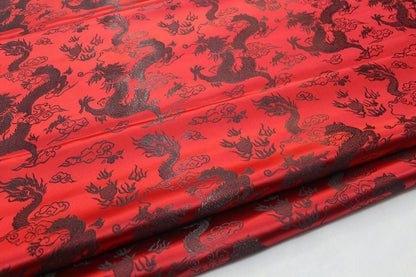 Chinese Dragon robe, cheongsam, Tibetan robe, spinning Fabric, silk, satin, and brocade, 35"W