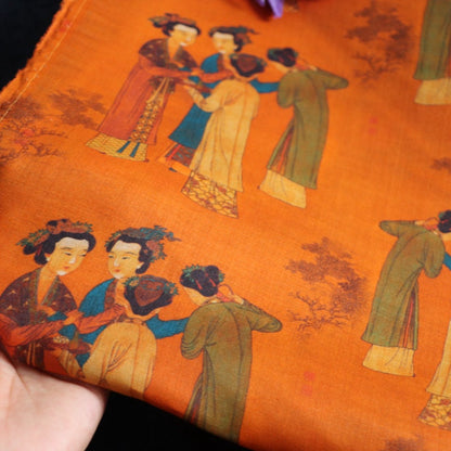 Tang Yin Court Ladies Linen Fabric: Ming Dynasty Sewing & Upholstery