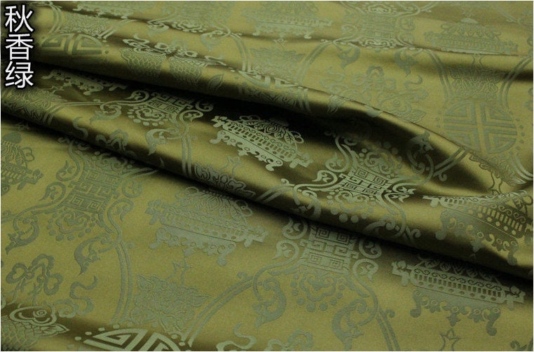 Brocart de soie chinois : motif double Poissons, ameublement et costumes