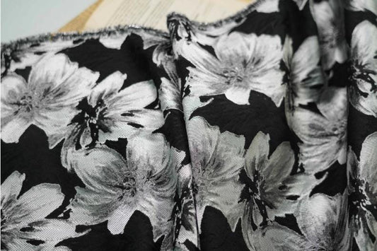 Floral Jacquard Fabric: 59" Wide Silk Rayon Blend