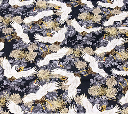 Japanese Crane Fabric: Bronzing Gold Pattern, 100% Cotton, 59"W