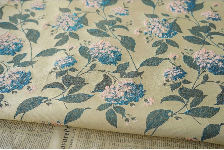 Floral Jacquard Fabric: Retro 3D Designer Material, 61" Wide