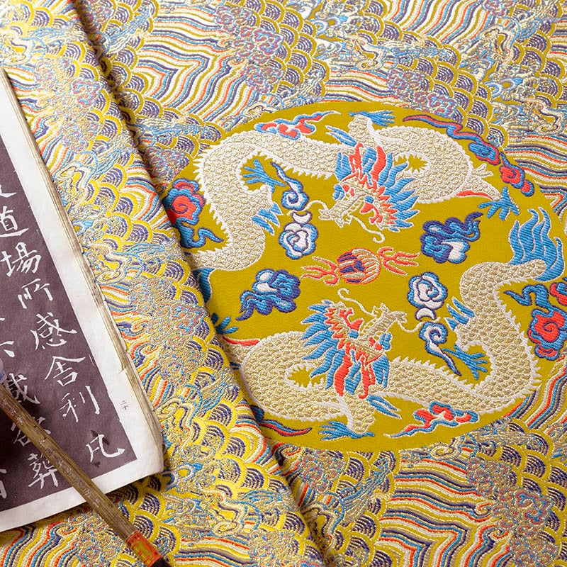 Dragon Damask Brocade Fabric: 29.5"W Silk Blend Sewing Material