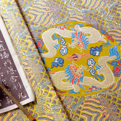 Dragon Damask Brocade Fabric: 29.5"W Silk Blend Sewing Material
