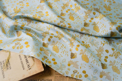 Gold Fish Brocade Jacquard Fabric: Retro Style, 60" Wide - Poppylollipop