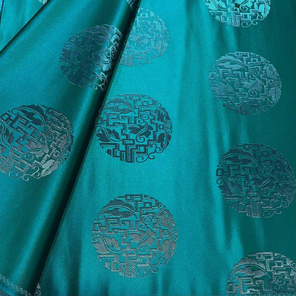 Silk Brocade Fabric: Mongolian Tibetan Style, 58" Wide - Costume, Decor