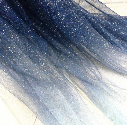 Glitter Galaxy Mesh Fabric, 5 Color Gradient, Wedding Veil, Costume Fabric, 59"W