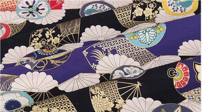 Japanese Fan Print Fabric: 100% Cotton Sewing Material