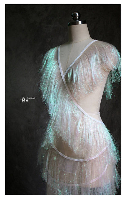 Fringed Polyester Fabric: Handmade Designer Accessory, 20cm Wide