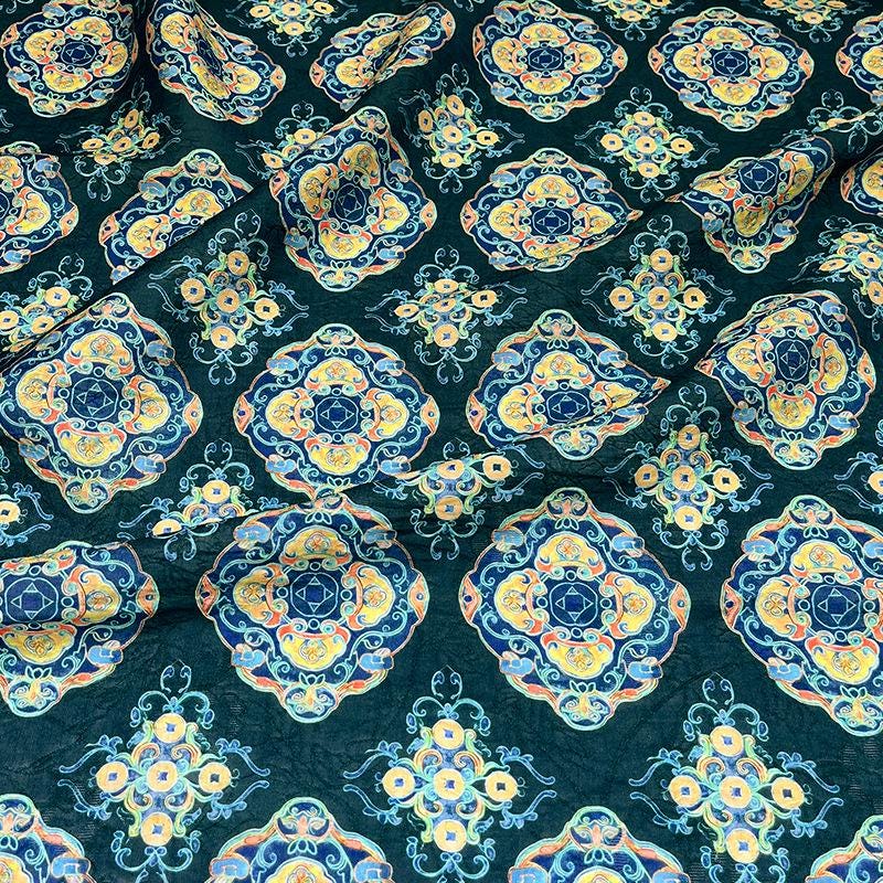 Dunhuang Buddha Tencel Fabric: Asian Style Upholstery, Scarf & Curtain