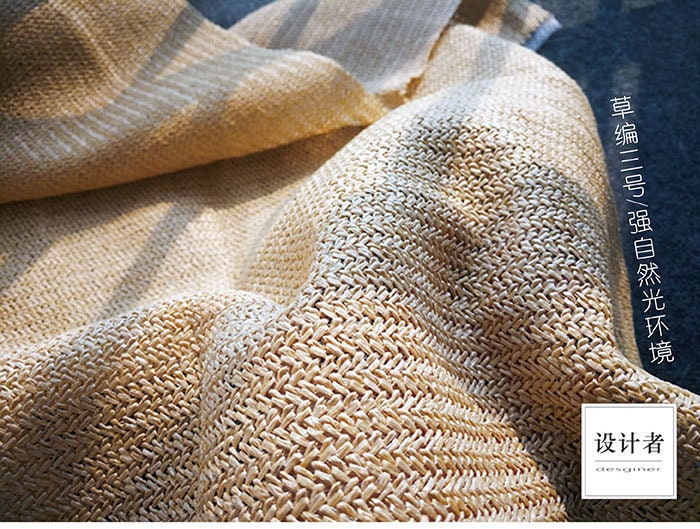 Eco-Friendly Woven Straw Fabric: Pastoral Home Decor, Upholstery (53"W)