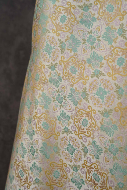 Pomegranate Flower Silk Brocade Fabric: Emperor Tibetan Style, Upholstery & Costume