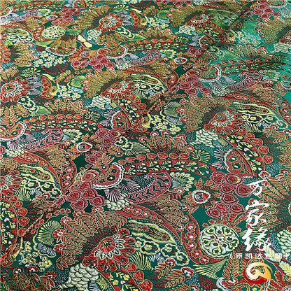 Plumeria Silk Brocade Fabric: Hand Woven Damask (29.5"W)
