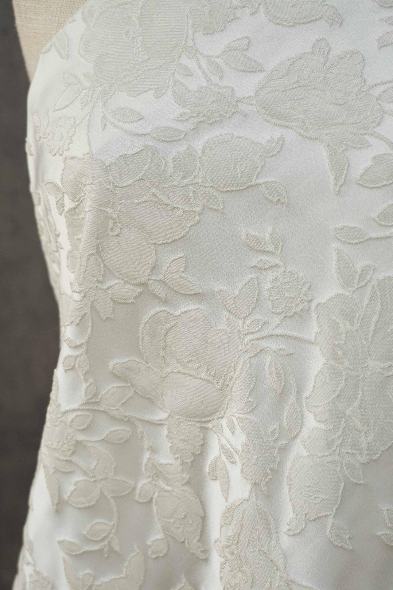 Romantic Off-White Embossed Rose Jacquard Fabric ��� Upholstery, Quilting & Home Dec"Wide