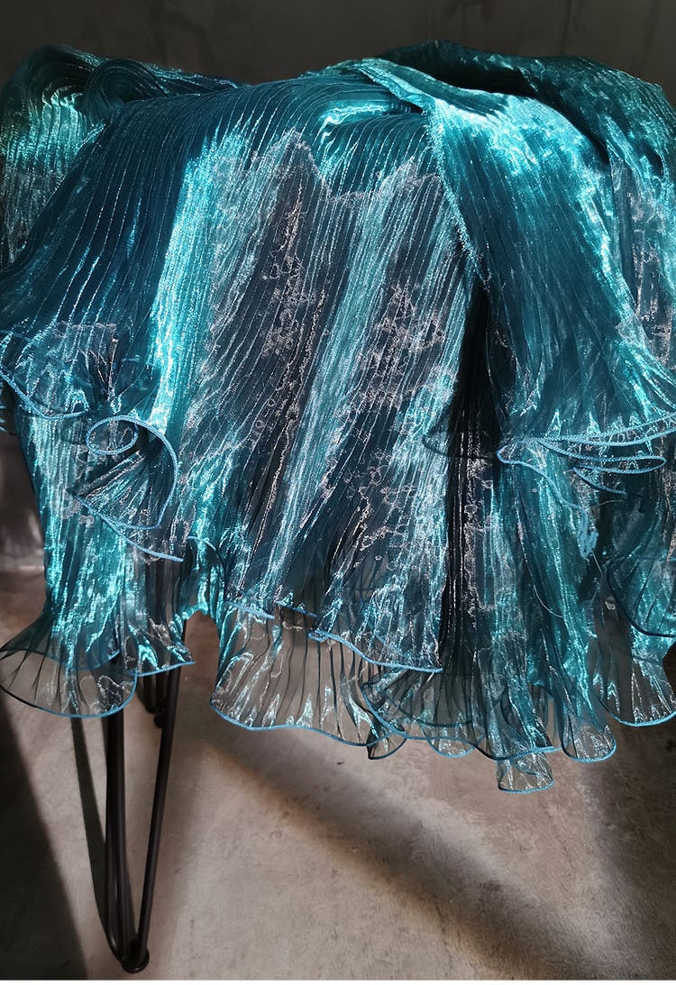Pleated Big Wave Laser Organza Fabric - 57" W Stiff Texture