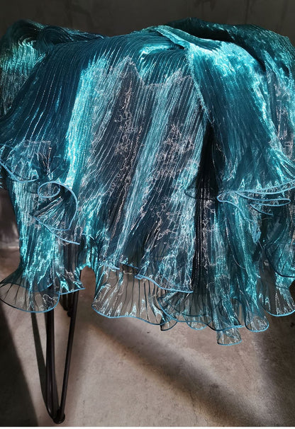 Pleated Big Wave Laser Organza Fabric - 57" W Stiff Texture