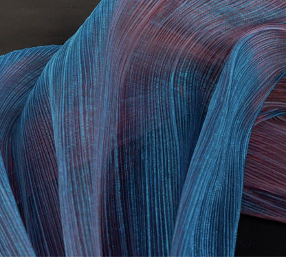 Two-Tone Pleated Organza Fabric: Fantasy Gradient Designer Material