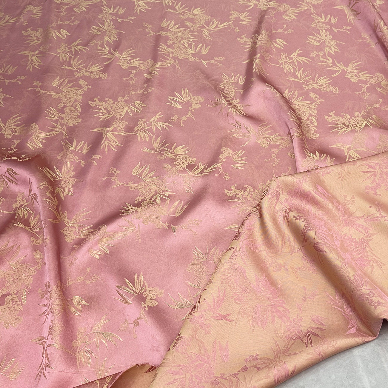 Bamboo Jacquard Satin Damask Fabric: Two-Sided Rayon, 59" Wide