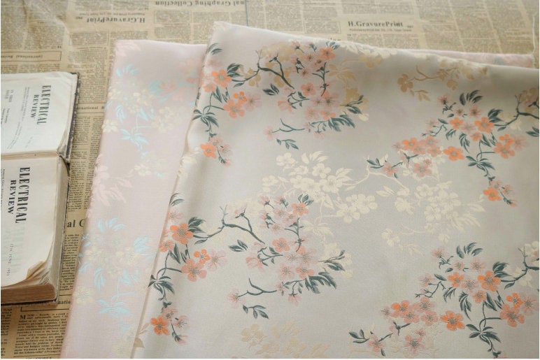 Floral Print Satin Fabric: Soft Polyester Material, 65" Wide