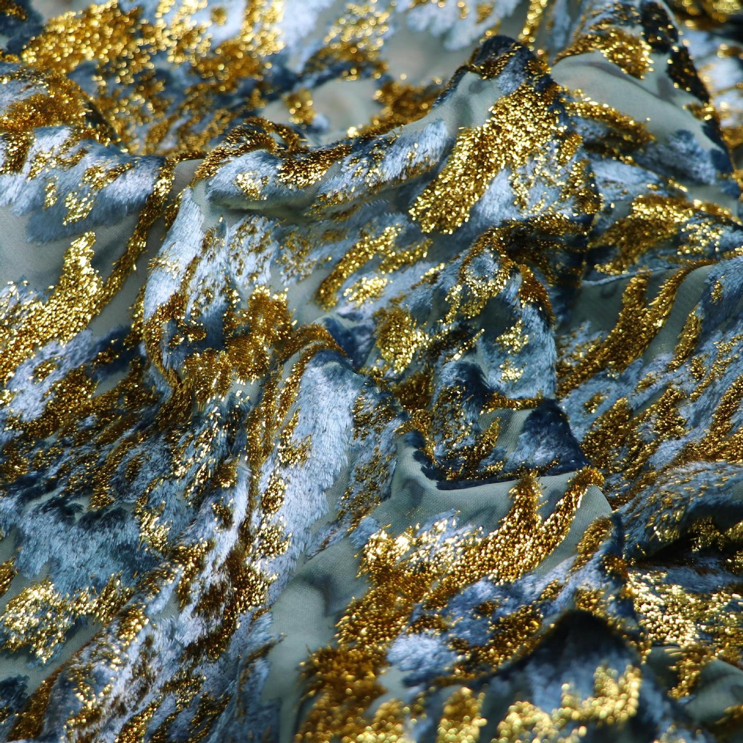 Foil Jacquard Velvet Fabric: Stretchy 55" Wide Rayon Nylon Blend