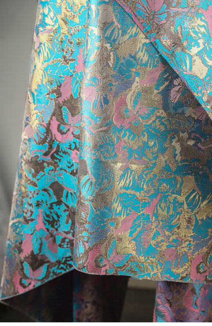 Gold Thread Jacquard Fabric: 3D Oil Painting Texture, 55" Wide