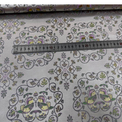Silk Brocade Fabric: Mandarin Duck Foil Damask (45"W)