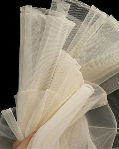 Pleated Organza Fabric: Stiff Texture Designer Material, 62" Wide
