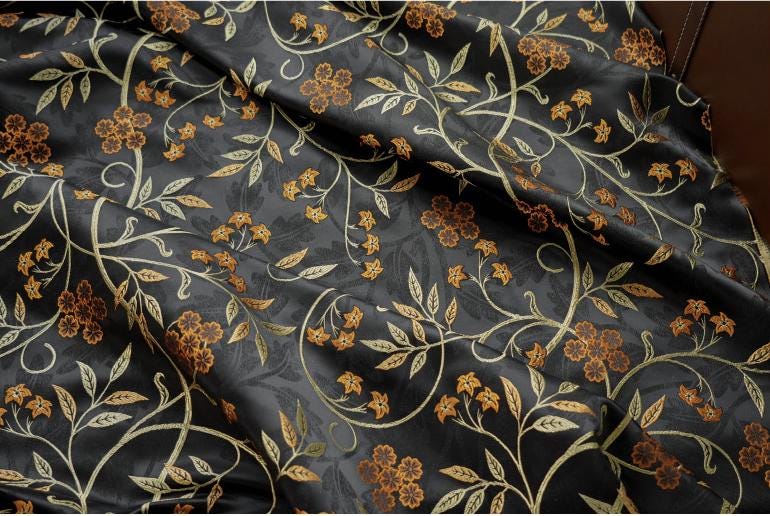 Reversible Jacquard Fabric: Japanese Floral Embossed Weave (60"W)