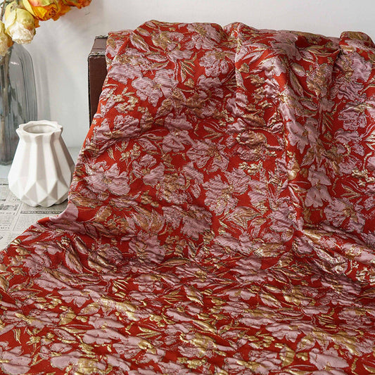 Embossed Floral Jacquard Fabric ��� Gold & Silver Threa" Wide