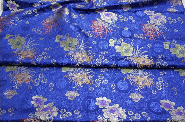 Chrysanthemum Brocade Fabric: Silk Rayon Jacquard, 29.5" Wide
