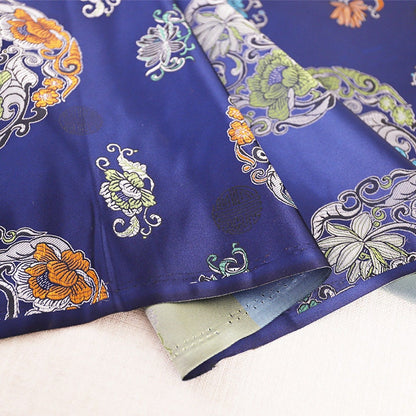 Floral Jacquard Brocade Fabric: Chinese Mongolian Style, 29.5" Wide
