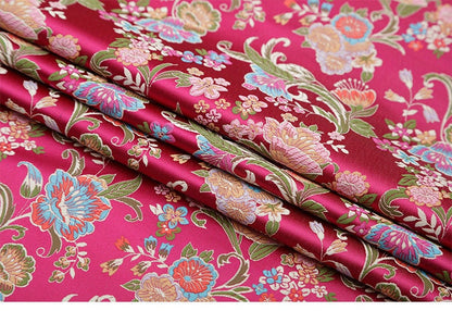 Floral Silk Brocade Fabric: 29.5" Wide, Sewing & Upholstery By The Meter