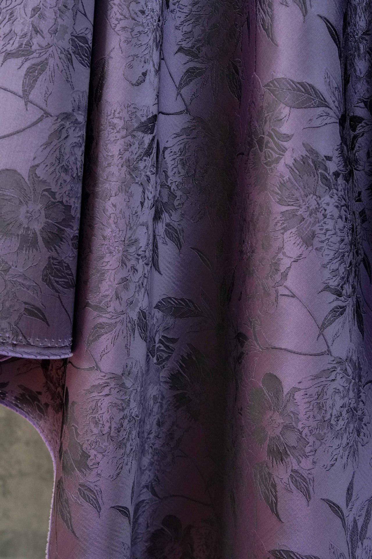 Nishijin Woven Brocade Fabric: Gold Thread Purple Jacquard, 62" Wide - Poppylollipop