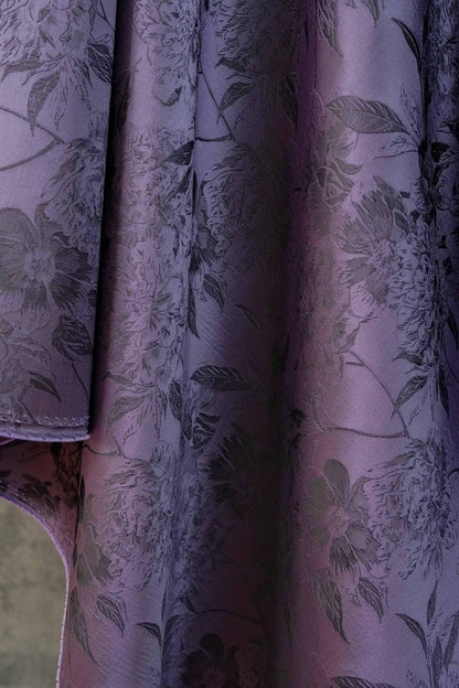 Nishijin Woven Brocade Fabric: Gold Thread Purple Jacquard, 62" Wide - Poppylollipop
