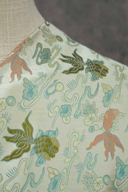 Song Silk Brocade Damask Fabric: Lucky Fish, Emperor Tibetan Style