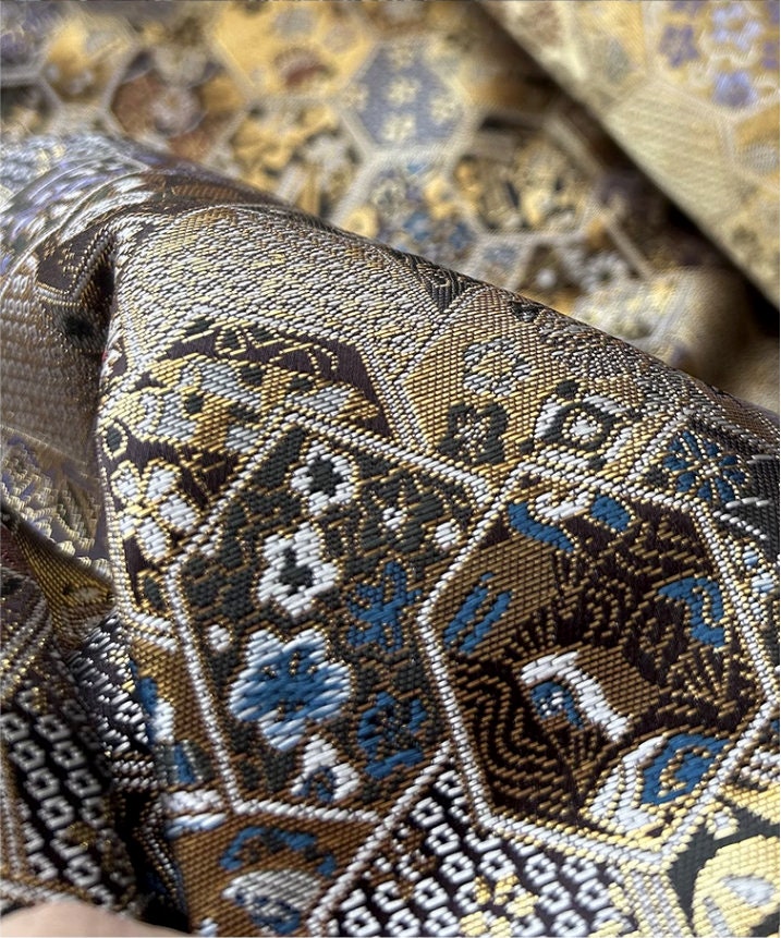 Nishijin Brocade Fabric: Japanese Weaving with Gold Thread (59"W)