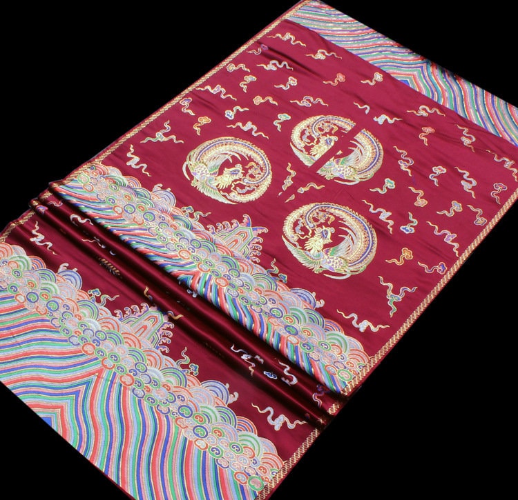 Embroidered Phoenix Brocade Fabric: Chinese Wedding Cheongsam Silk Rayon Blend