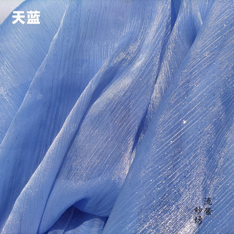 Glittering Space Galaxy Organza Fabric: Sheer Wedding Sewing Material