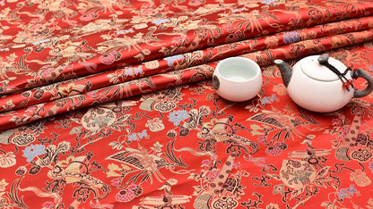 Eight Immortals Brocade Fabric: 59"W Rayon Upholstery & Sewing