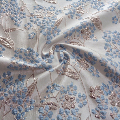 Gold Thread Jacquard Fabric: 3D Vintage Floral Upholstery, 55"W