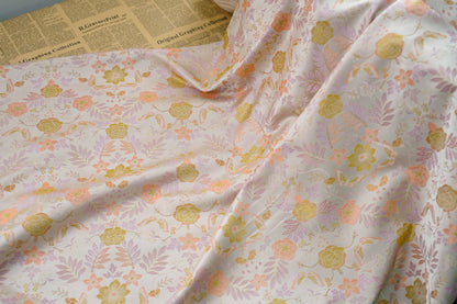 Floral Jacquard Fabric: Gold Thread Upholstery, 59" Wide