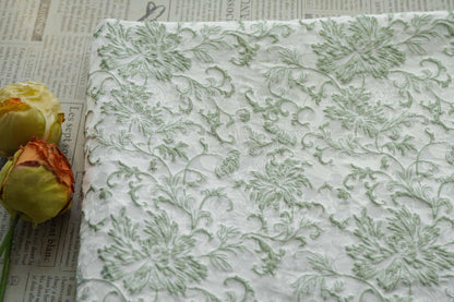 Floral Embossed Jacquard Fabric, 3D Textured Upholstery, 59" Wide